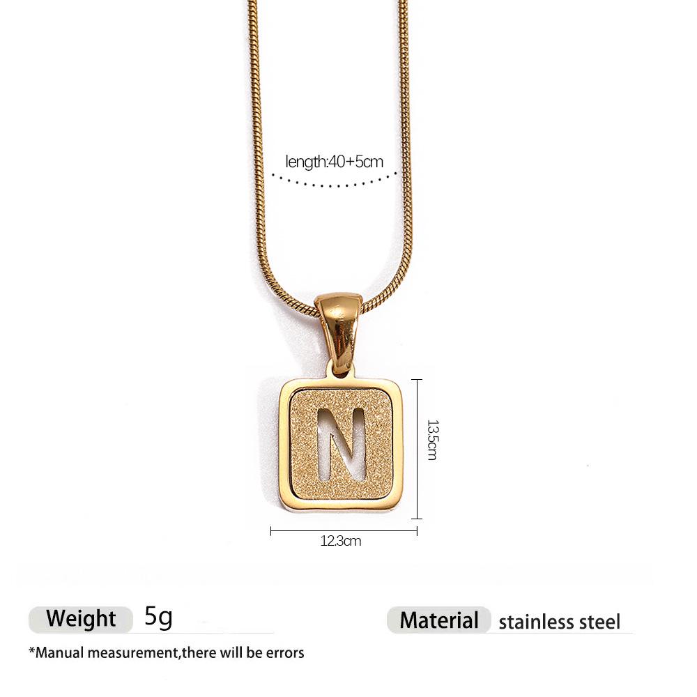 Stainless Steel Electroplated 26-Letter Pendant Necklace with Round Snake Chain