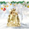 Christmas Drawstring Bags - 4pcs Large Size 29 * 43cm Xmas Gift Wrapping Bags, Green with White Snowflake and Bell, Christmas Tree for Party