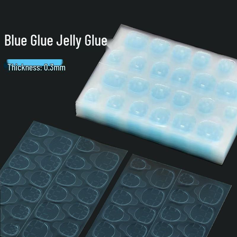 Autocolante adezive tip jeleu purtabile pentru unghii - 24 de vârfuri invizibile față-verso (Opțiuni de lipici galben/alb)