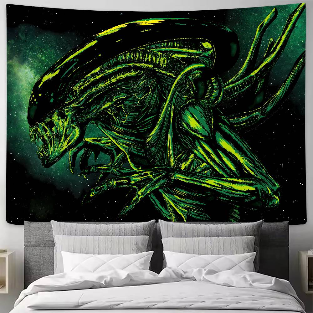Science Fiction Horror Movie Alien Tapestry Decoration Bedroom Dormitory Background Cloth Holiday Home Living Room Club Tapestry