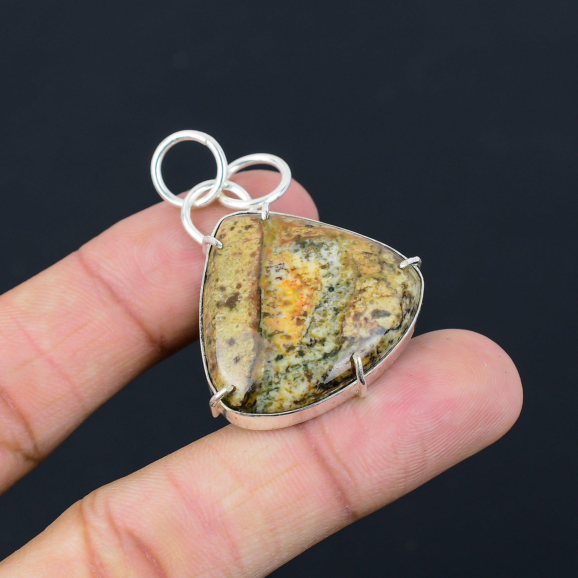 

Sisters Day Sale Sterling Silver Pear Polychrome Jasper Stone Pendant Jewelry