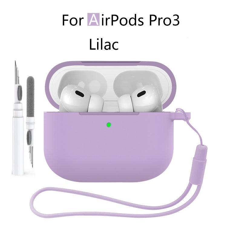 New 2025 For Apple Airpods Pro 3 Case Soft Silicone Full Protective Cover with Cleaning Kit and Keychain for Airpods Pro 3 Case