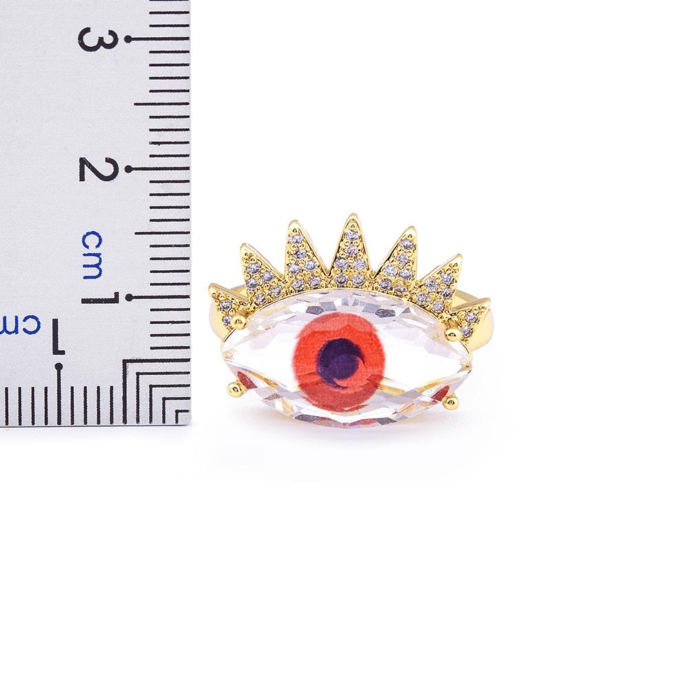 Nidin Trendy Bohemian Lucky Colorful Evil Eye Transparent Rhinestone Opening Adjustable Ring Womem Elegant Jewelry Fine Gift