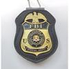 FBI FBI Insígnia grande de cobre puro estojo de couro incrustado com fivela e corrente de contas