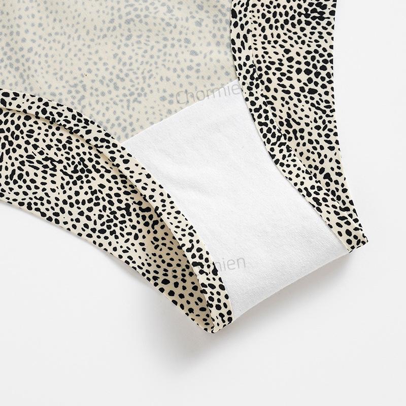 Personalized sexy leopard print briefs low waist European and American printing pure desire ice silk seamless invisible underwear women