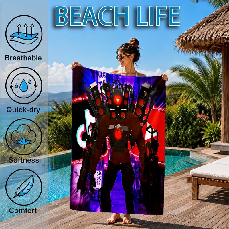 Robot Invasion Alert Beach Towel, Microfiber Beach Towel, Perfect For Pool, Beach, Travel, Home Decor Beach Party Fan Gifts