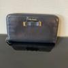 Used Long Wallet Round Zipper Ribbon Black