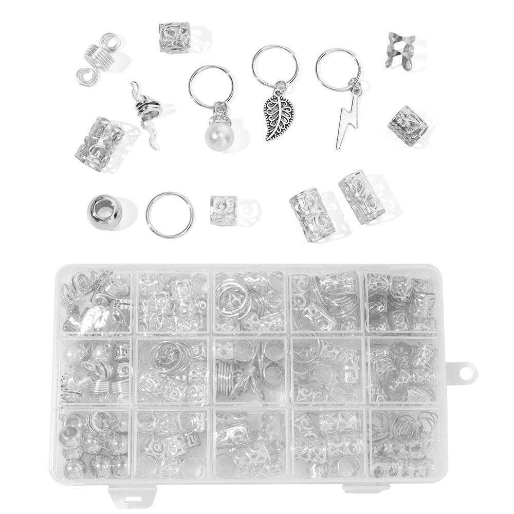 217Pcs Dread Locks Hollow Out Hair Ring Metal Cuff Clips Hair Braid Tubes for Braids