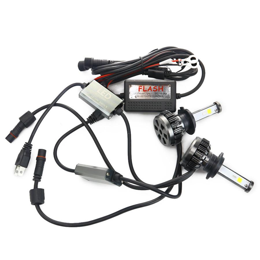 Pair H7 Led Rgb 72W 8000Lm Car Auto Headlight Driving Fog Bulbs Ballast Kit App Control