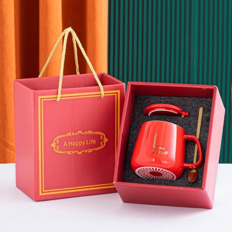 Red Lucky Glass Mug Gift Set