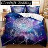 3D Print Dream Catcher Duvet Cover Feather Purple Dream Catcher Bedding Symbol Exotic Polyester Double Queen King Quilt Cover