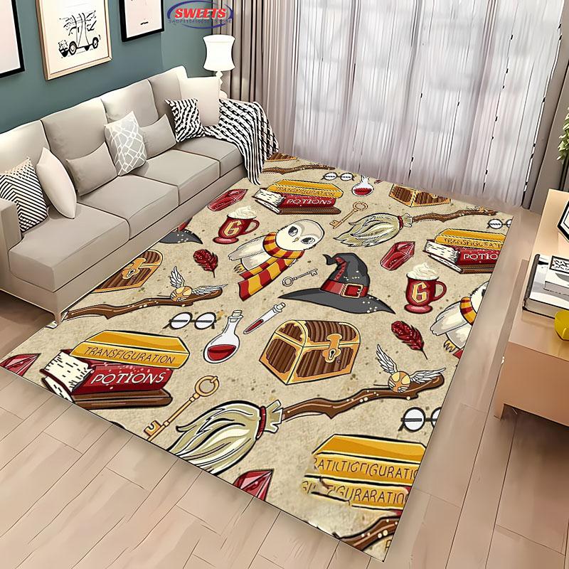 3D Magic Props Pattern Magic Hat Wand Floor Rug Carpet for Living Room Bedroom Sofa Mat Kitchen Doormat Non-slip Floor Mat Gift