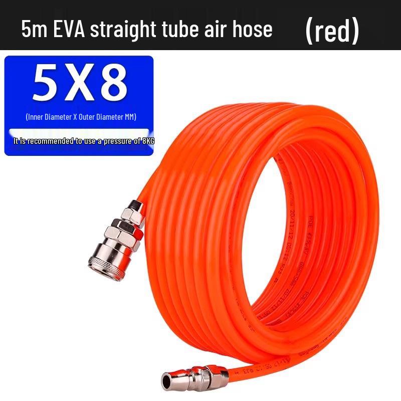 5x8mm High-Pressure Pneumatic Air Hose with Quick Connector for Air Compressors and Nail Guns