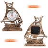 AEE2-Clock Alarm Sailboat Table Vintage Retro Model Ornament Nautical Desk Clocks Boat Figure Silent Bedside