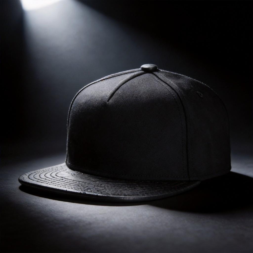Black Plain Canvas Sun Hat With Breathable Material And Stylish Print For Outdoor Activities
