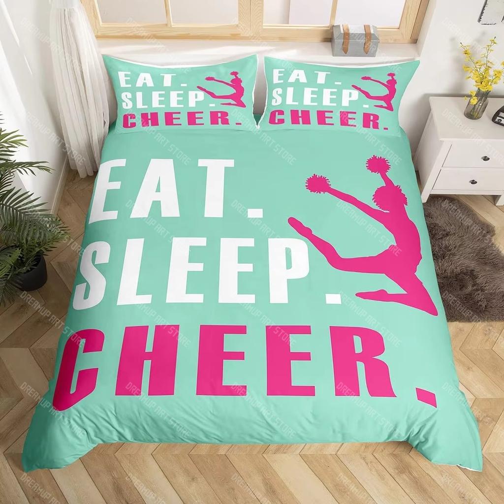 Cheerleader Duvet Cover Set Gymnastics Lovers Kids Girls Women King Size Bedding Set Vibrant Cheerleader Decor Comforter Cover