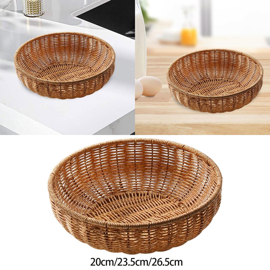 Rattan Bread Basket Woven Fruit Basket Holder Food Storage Imitation Rattan Woven Basket Woven Bread Basket for Camping Desk