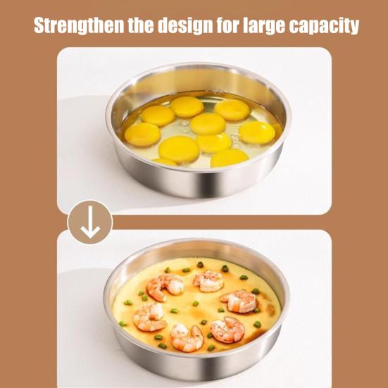 Stainless Steel Egg Steamer Bowl with Lid Food Grade Steaming Pot for Microwave Heat Resistant Custard Dish for Home Kitchen
