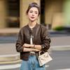 Temperament Long-sleeved Design Leather Jacket Women's Spring and Autumn New Locomotive Thin Fashion Versatile Jacket Short