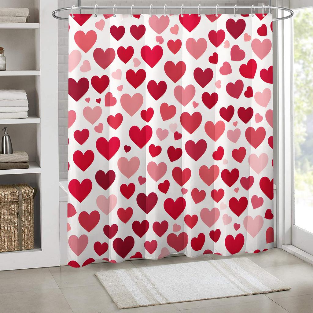 Universal Fit Shower Curtain With Hooks Set For Bathroom Decor And Water Control