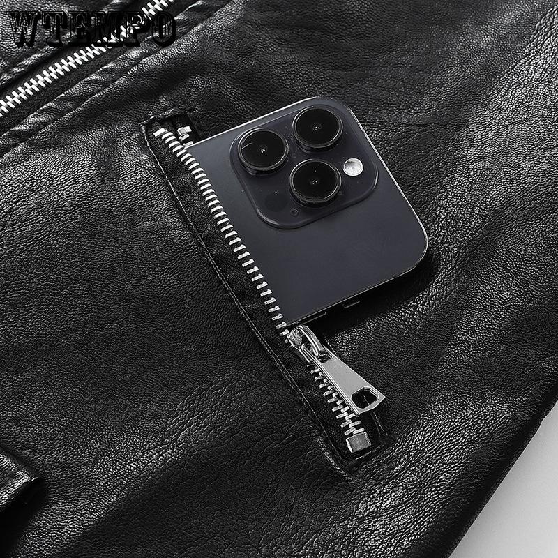 Pu Leather Jacket Female Short Collar Jacket Spring Korean Slim Biker Leather Jacket