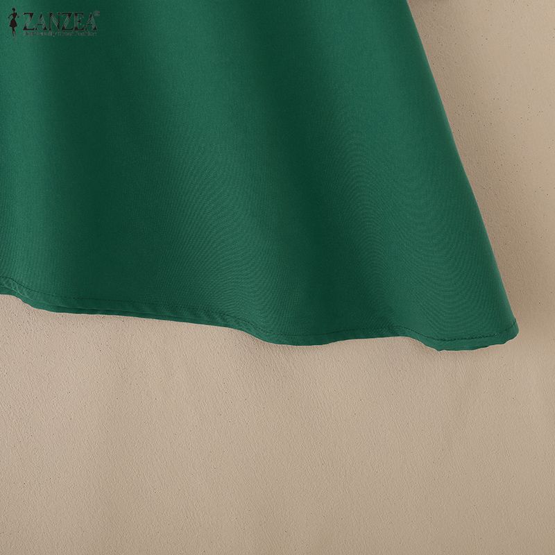 ZANZEA Women Casual Round Neck 3/4 Sleeve Loose Irregular Blouse