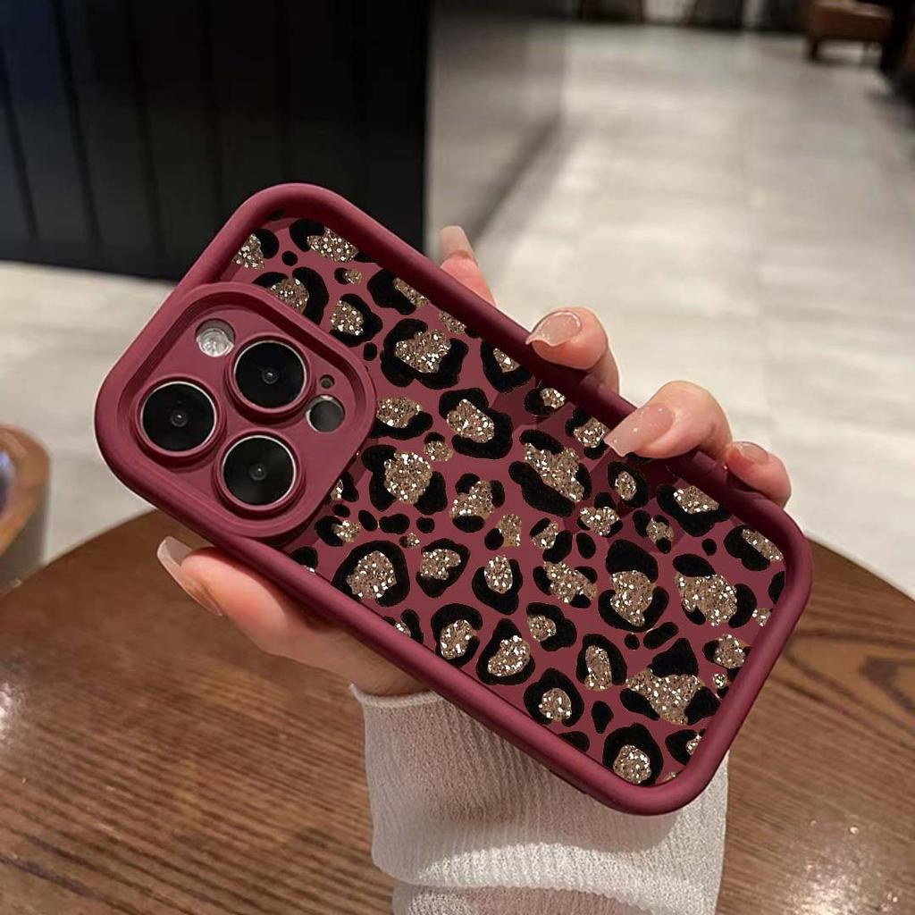 Case For RENO 15 13 14 PRO 15F 13F 11F 12F OPPO A3 A5 A6 PRO A3X A5X A6X Soft Y2K Leopard Print Shockproof Bumper Cover