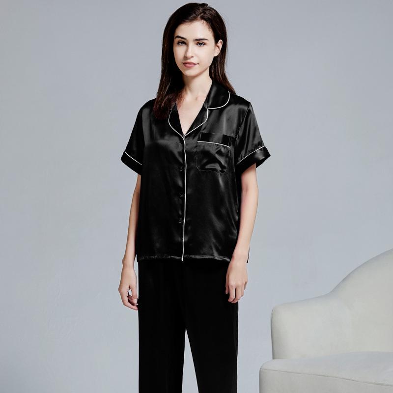 Women's Silk Pajama Set: Long Sleeve Two-Piece, 100% Mulberry Silk, Versatile for Home or Outdoors, Spring/Summer Style