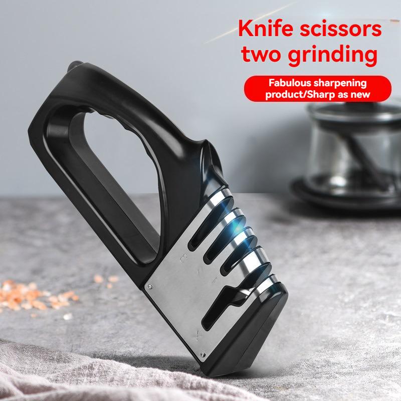 Multifunctional Kitchen Knife Sharpener 4 Segments Portable with Non-slip Base Household Essential Gadgets for Sharpening Knives