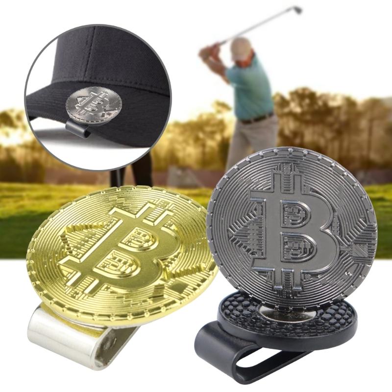 Goldmünzenmuster Golfball Zielmarkierer Magnetische Hutclips Ersatz-Golfballmarker-Kappen Clips mit Magnet