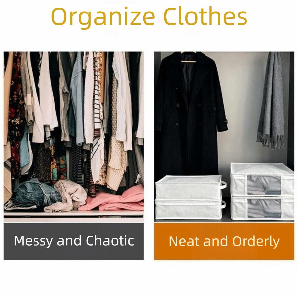 Large Capacity Visible Clothes Storage Box Folding Waterproof Cotton Cuilt Storage Box with Handle Dust-proof Wardrobe Organizer