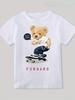 Taglie Europee T-shirt Stampata da Ragazzo - Grafica Carina di Orsetto Skater, Maglietta Estiva a Maniche Corte Leggermente Trasparente per Bambini, Abbigliamento Casual e per lo Skate Park