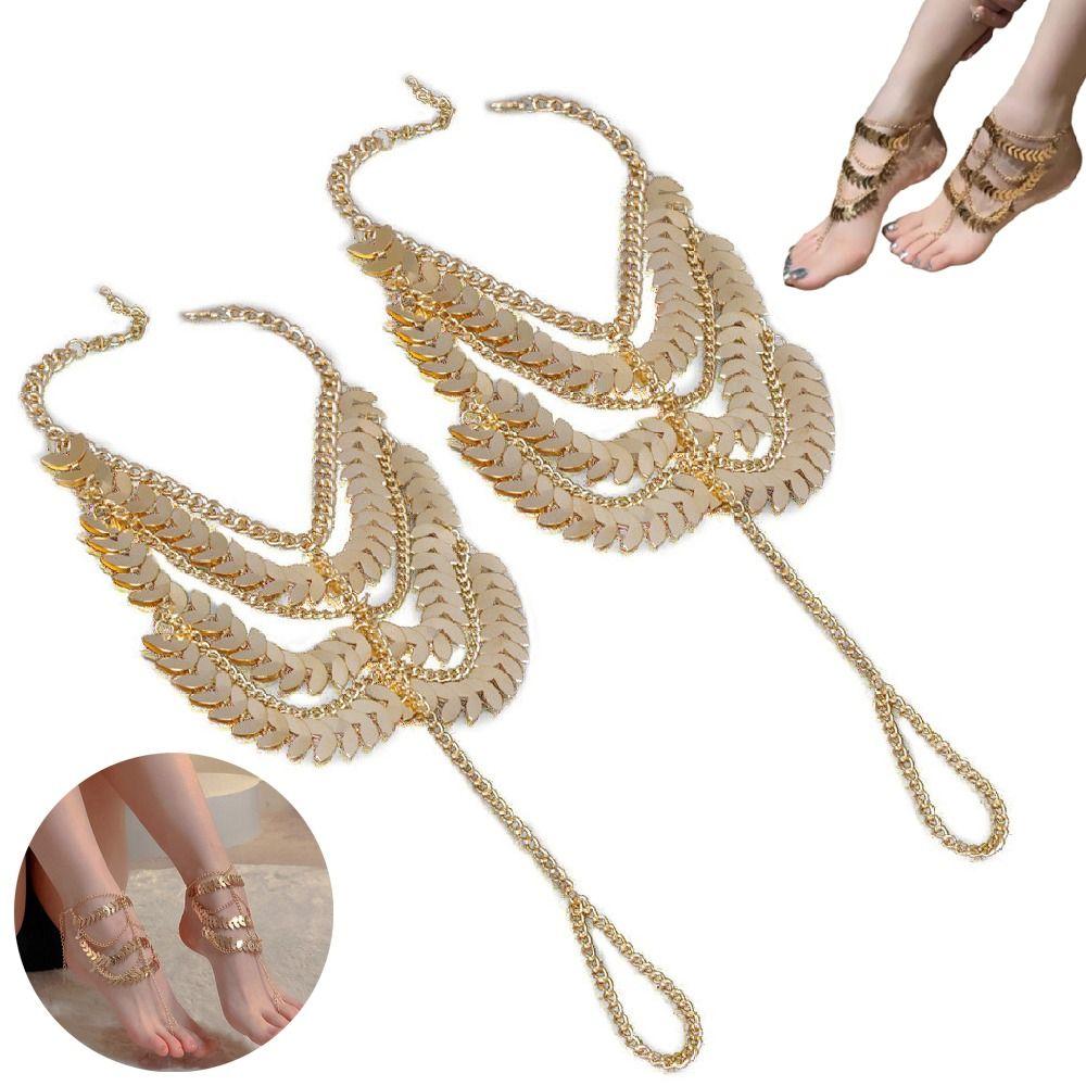 Multilayer Tassel Chain Anklet Gold Color Ankle Bracelets Lightweight Foot Chain  Middle East