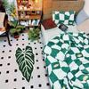 Tappeto Forma Foglia Tropicale Motivo Foglia Monstera Verde e Bianco Tappetino Ingresso Camera da Letto Soggiorno Tappetino Arredo Casa