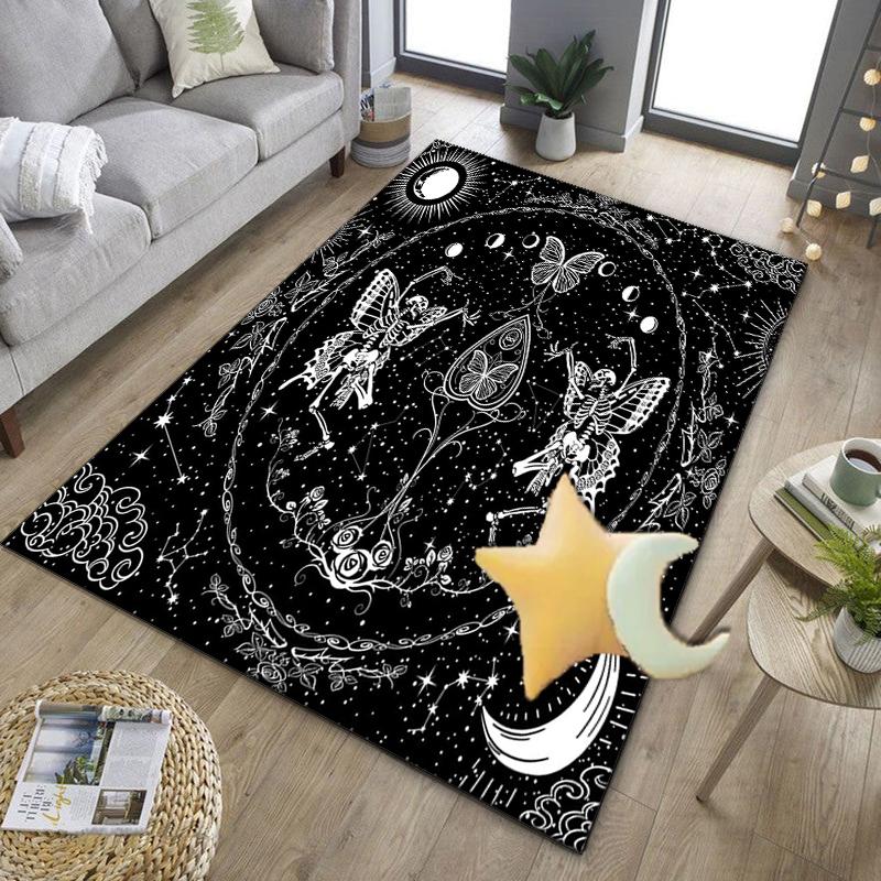 Gothic Moth And Skulls Office Rug Chair Mat, Entryway Carpet, Suitable for Front Door, Bedroom, Living Room, Desk, Holiday Gift