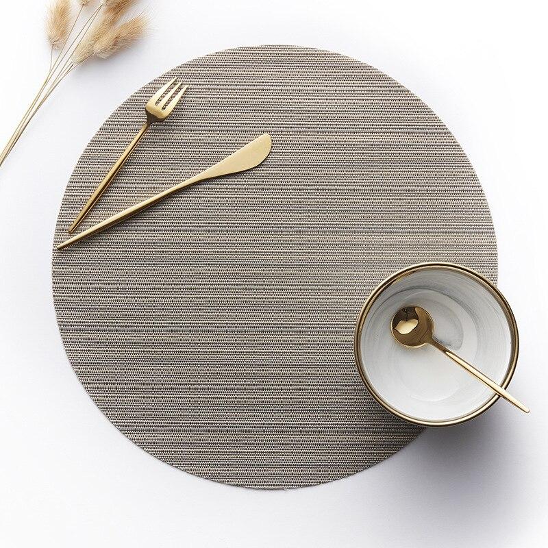 4Pcs Non-Slip Round PVC Placemats Heat Insulation Mat Western Nordic Style Dinner Mats Table Mat for Home Hotel Restaurant Decor