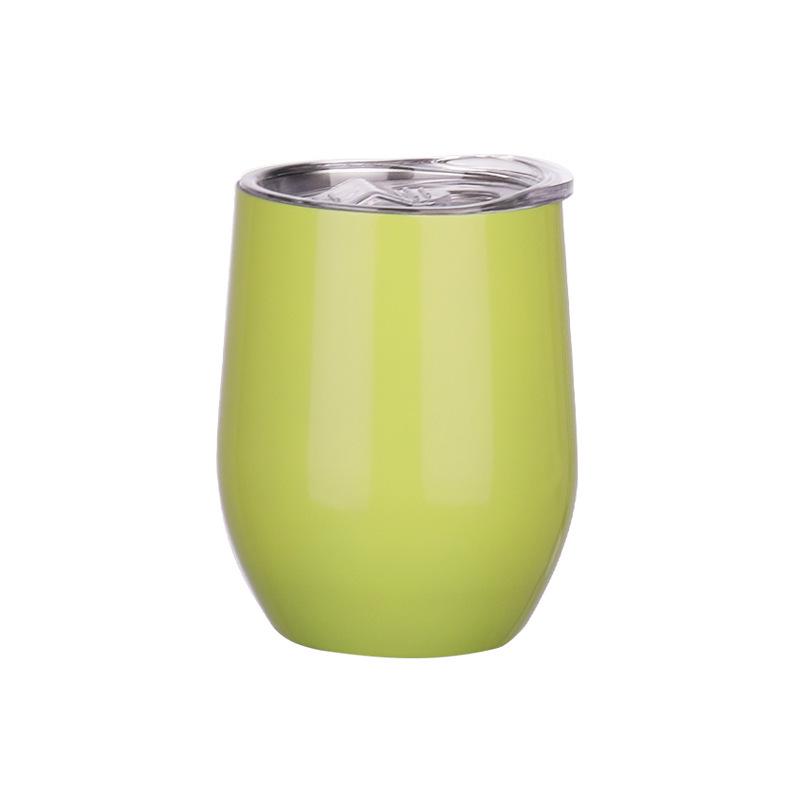 304 Stainless Steel Double-Layer Vacuum Insulated 12oz Egg-Shaped Cup, Portable U-Shaped Design with Heat Sublimation Spray.