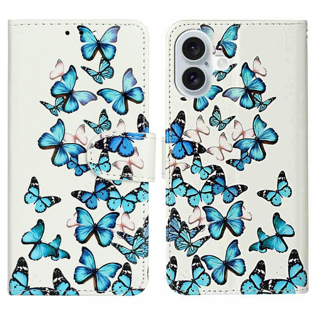 For iPhone 17 Stand Case Marble Painted Folio Flip Leather Wallet Phone Cover