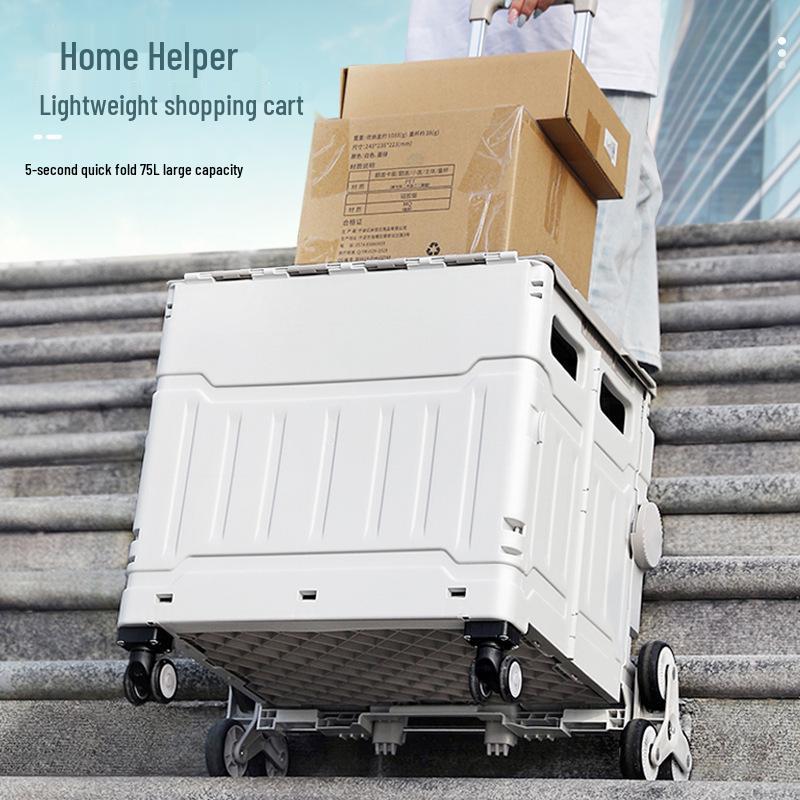 Portable Stair-Climbing Trolley: Folding Cart for Groceries, Camping, and Outdoor Use