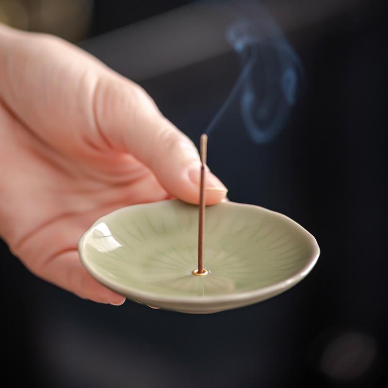 Ceramic Japanese Incense Holder & Ash Catcher for Agarwood Sticks - Indoor Home Decoration Burner Tray