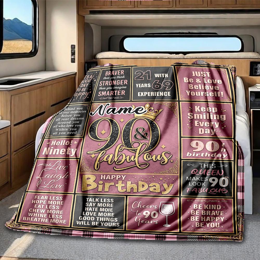Birthday Gift For Friends Family Rv Customize Your Name Blanket Soft Comfortable Lightweight Perfect For Travel Camping Picnics Sofa Bed Living Room