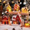 Christmas Ornament Mini Small House Luminous Used For Holiday Home Decor Christmas Tree Party Acesssories Desktop Ornament Gift