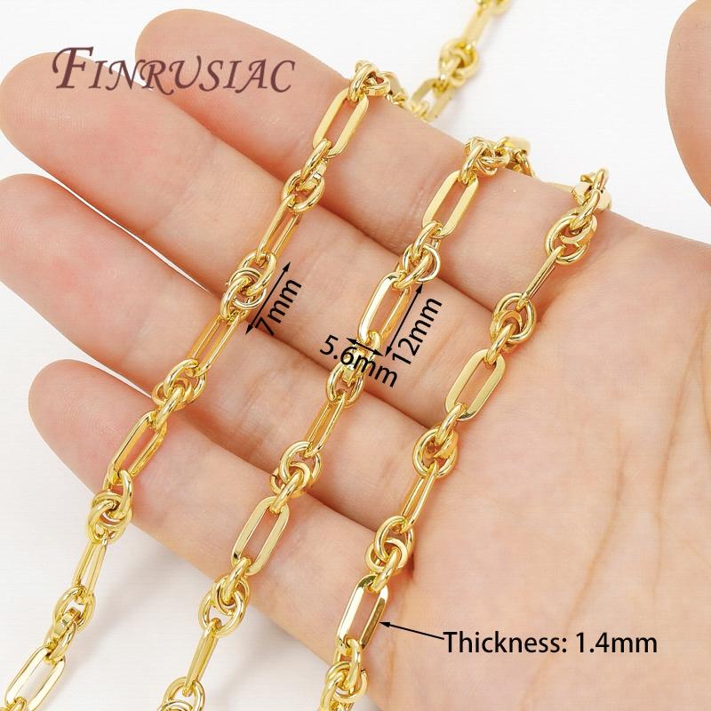 Multiple Styles 0.5-1 Meter 18K Gold Plated Roll Bulk Chains Cable Link Chains For Necklaces High Quality Jewelry Accessories