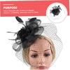 Dark Plum Floral Mesh Headband Hair Accessory for Women Wedding Tea Party Special Occasion
