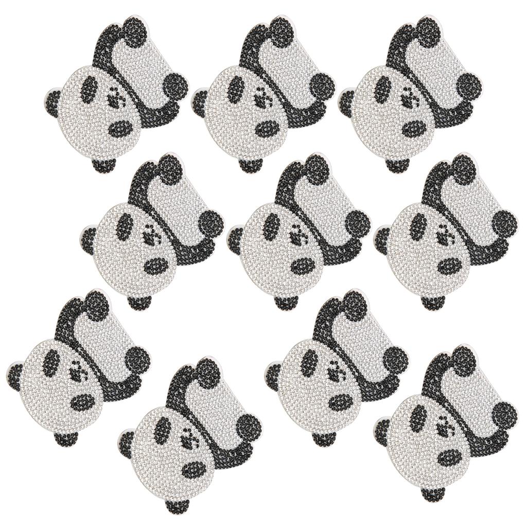 10Pcs Rhinestone Patch Iron On Crystal Applique Cartoon Decoration for DIY CraftPanda