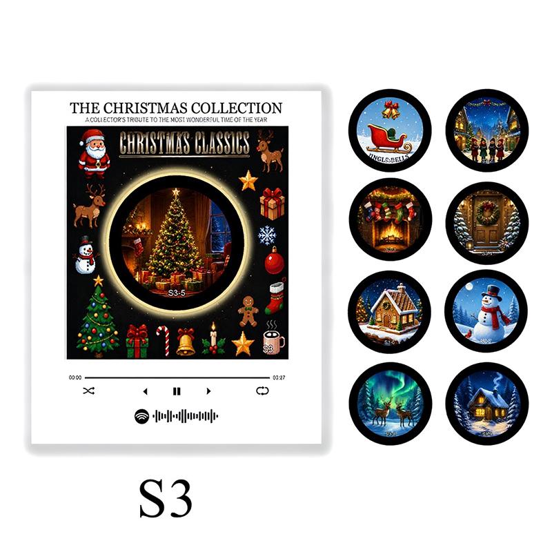 Christmas Magnetic Music Refrigerator Magnet Customized Light Up Rotating Music Player Set Musical Fridge Sticker Decor Gift