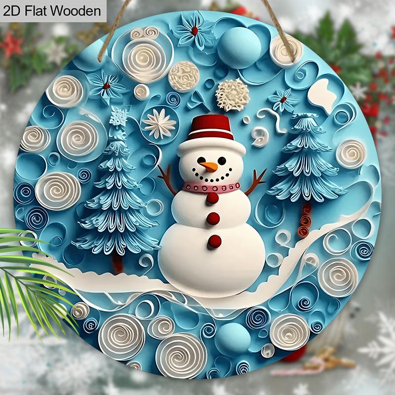 Christmas Snowman Wooden Sign - Christmas Wreath Sign Yard Door Wall Hanging Decor Ideal Christmas Gifts Christmas Decoration