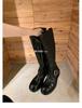 Sheepskin Version~ Washed Leather Round Head Thick Heel High Boots Women's Wide Tube Thick Sole Versatile Knight Boots Martin Boots Long Boots