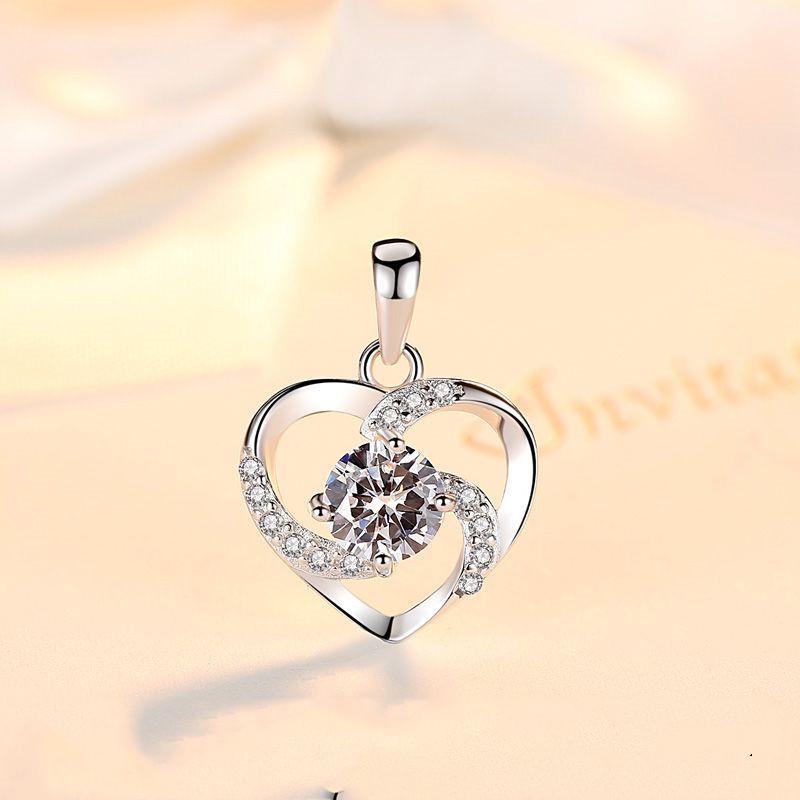 Pt950 White Gold Eternal Heart Pendant Necklace - Women's Fashion Clavicle Chain