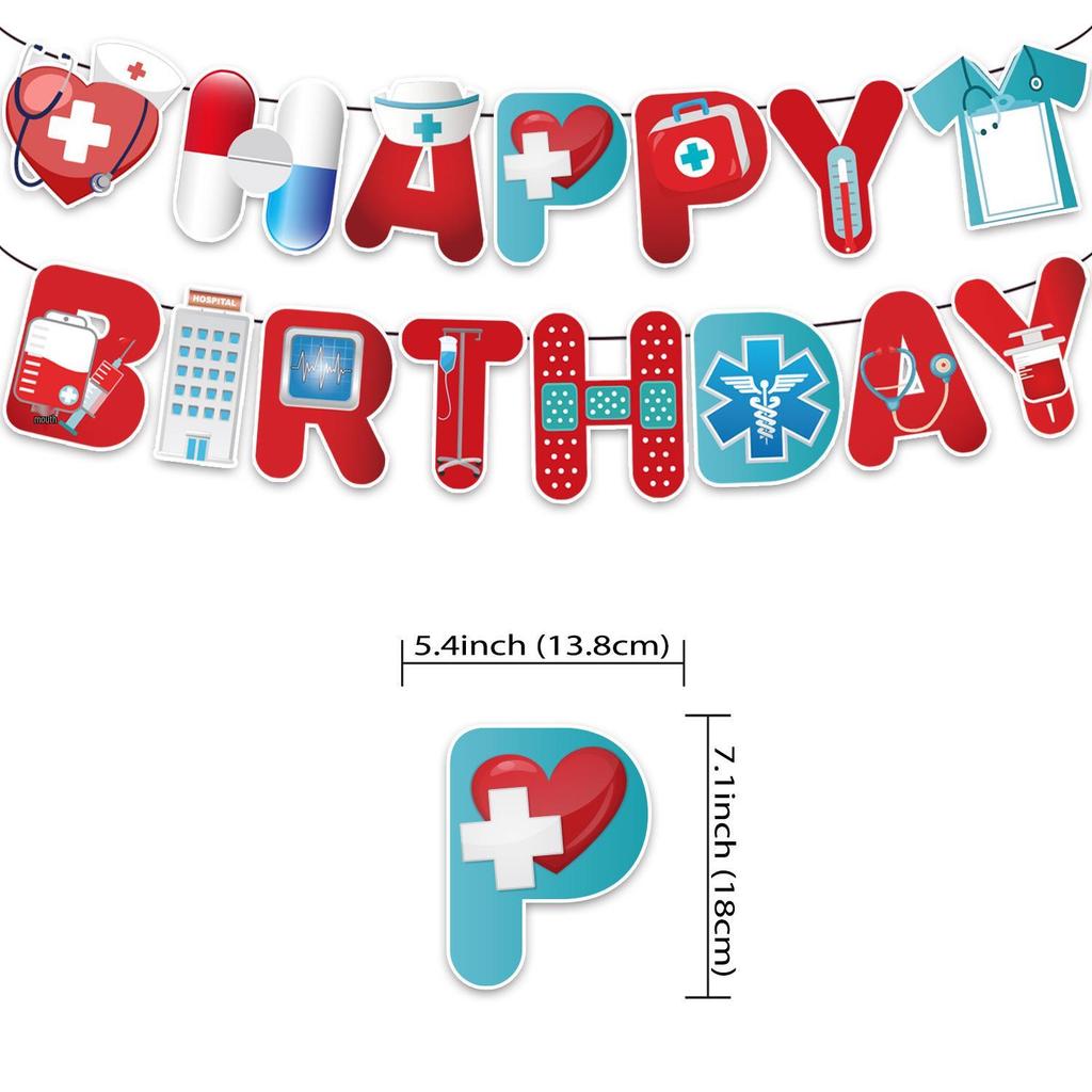 In Stock Medical Theme Party Decoration Set: Banner, Balloons, & Cake Toppers